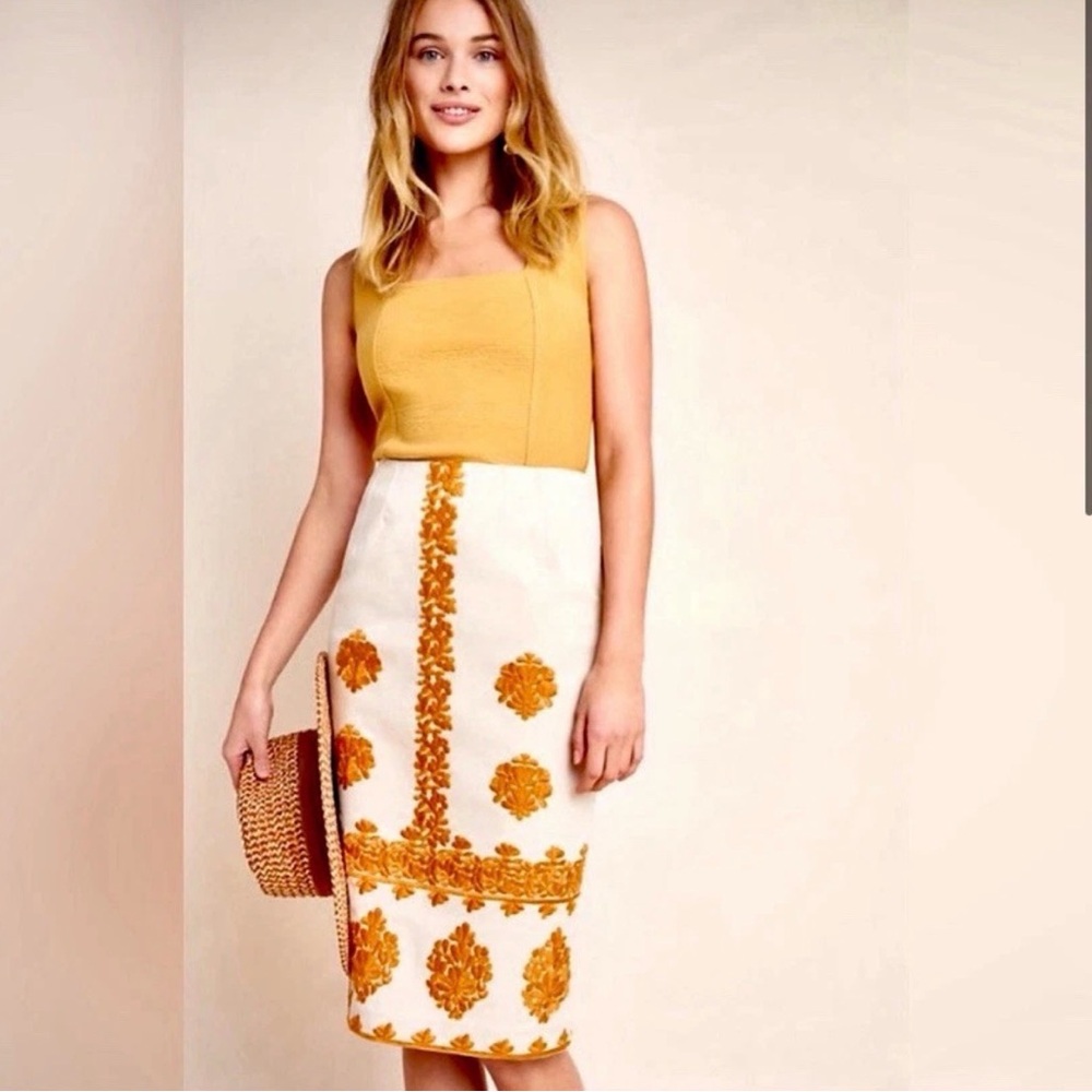 New Anthropologie cotton embroidered winter skirt